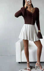 Hollow Knit V-Neck Crop Cardigan