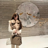 Faux Fur Crop Knit Cardigan