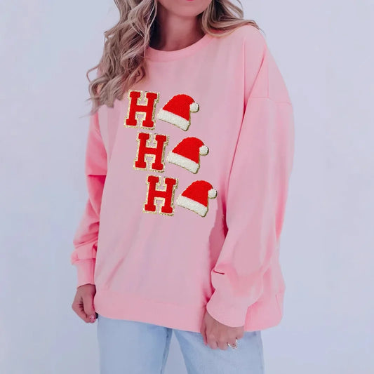 Christmas Embroidered Long Sleeve Sweatshirt