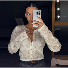 Hollow Out Knit Cardigan