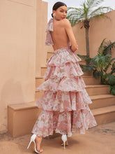 Strapless Backless Layered Ball Gown