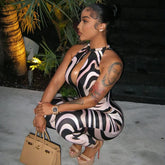 Zebra Print Off-Shoulder Jumpsuit