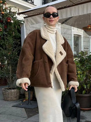 Faux Leather Warm Coat