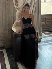 Lace See-Through Sling Maxi Dress