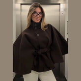 Vintage Stand Collar Poncho Coat