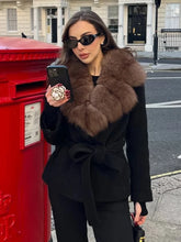 Lace-Up Faux Fur Collar Jacket