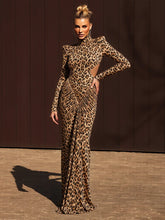 Leopard Print Backless Maxi Dress