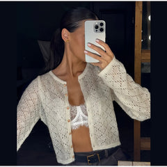 Hollow Out Knit Cardigan