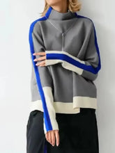 Contrast Color High Neck Sweatshirt