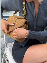 O-Neck Knitted Zipper Cardigan