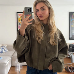 Green Suede Bomber Jacket