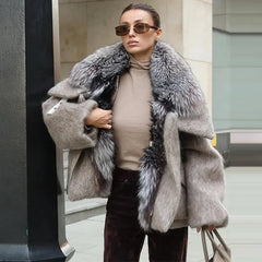 Faux Fur Collar Woolen Coat