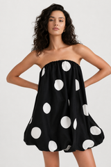 Sexy Polka Dot Strapless Bodycon Mini Dress