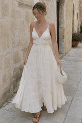 Spaghetti Strap Deep V Boho Dress