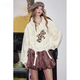 3D Bear Embroidered Hoodie