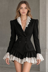 Lace Trim Tailored Blazer Mini Dress