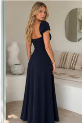 Elegant Slim Fit Ruched Waist Maxi Dress