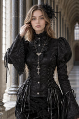 Gothic Bell Sleeve Fitted Blouse