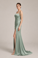 Satin Spaghetti Strap Mermaid Party Dress
