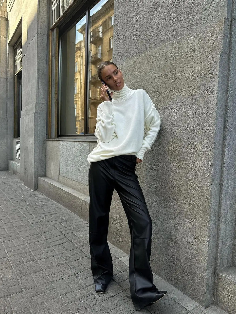 Bornladies Solid Turtleneck Sweater