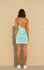 Sexy Printed Cowl Neck One Shoulder Mini Dress