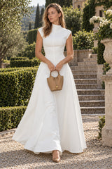 Solid Sleeveless Ruched Waist Elegant Dress