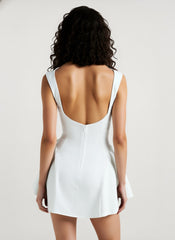 Solid Sleeveless Sexy Backless Mini Dress