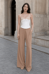 Patchwork Color Block Cinched Waist Tie Asymmetrical Cami Top