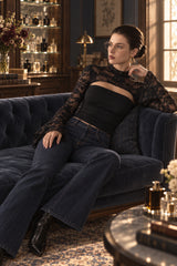 Lace Cutout Flare Sleeve T-shirt