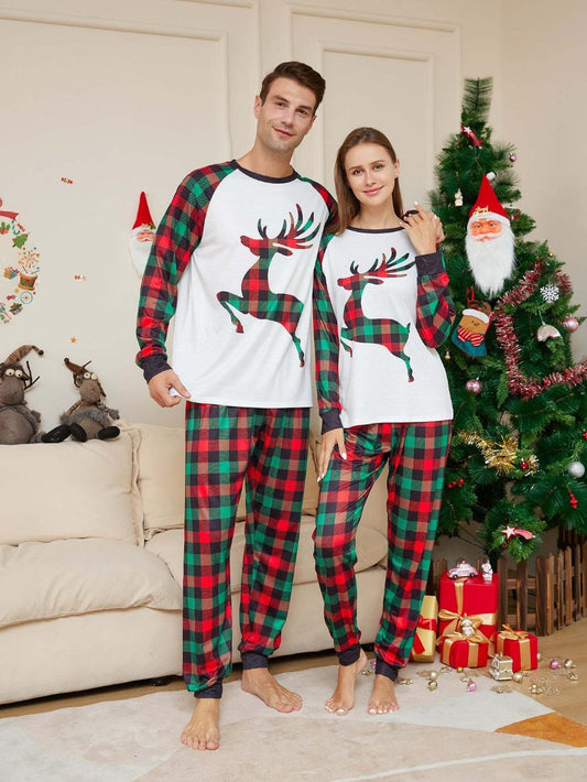 Christmas Checkered Deer Family Pajama Set