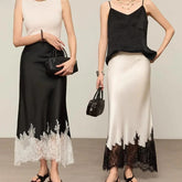 Lace Patchwork Wrap Maxi Skirt