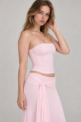 Solid Backless Tie Mermaid Skirt Set