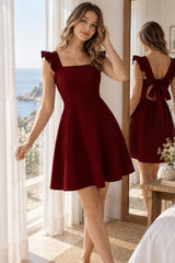 Sleeveless Mini Dress with Ruffle Tie-back