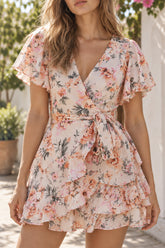 Fashion Short Graceful Sleeve Stripe Dress