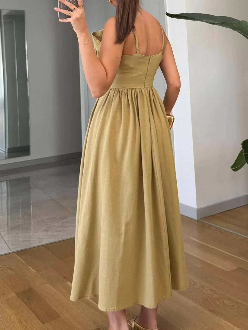 Chic Sexy Ruffled Cami Sweetheart Fitted Flared Dress