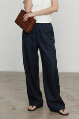 Linen Relaxed Draped Wide Leg Pants