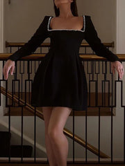 Pearl Embellished Square Neck Bodycon Dress