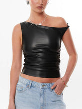 Faux Leather Twist Crop Top