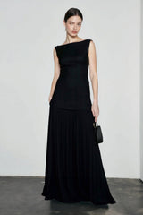 Solid Color Sleeveless Knit Slip Prom Dress