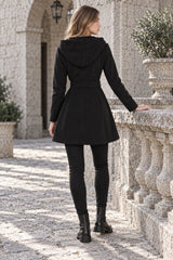 Grommet Belted Hooded Zip Coat