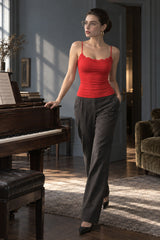 Solid Lace Square Neck Fitted Cami