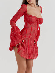 Black Lace Corset Mini Dress