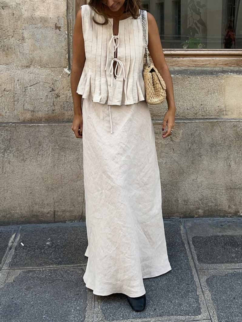 Pleated Sleeveless Vest Top