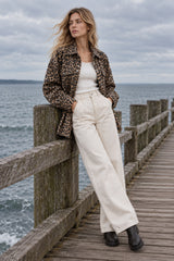 Vintage Leopard Print Denim Blouse