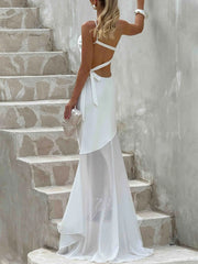 One Shoulder Sheer Hem Maxi Dress