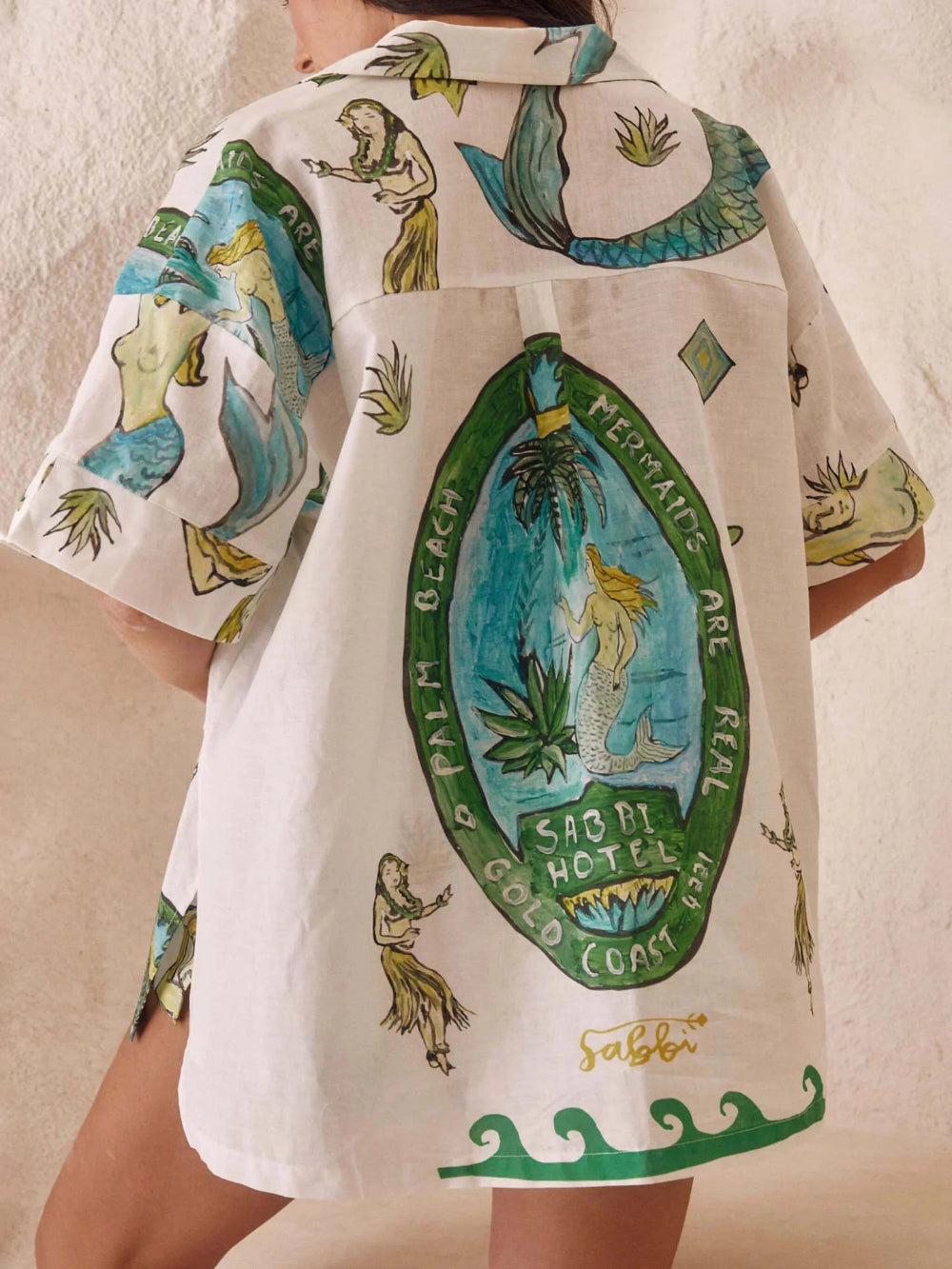 Mermaid Print Loose Shorts Set