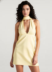 Deep V Backless Ribbon Cocktail Dress