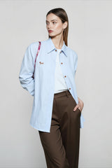 Linen Blend Embroidered Blouse
