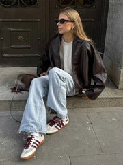 Lace-Up Leather Jacket