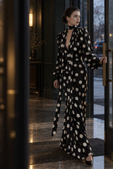 Vintage Polka Dot Sash Maxi Dress